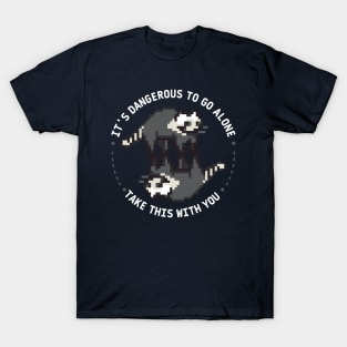 It's dangerous to go alone, take this with you | weird racoon wheel T-Shirt